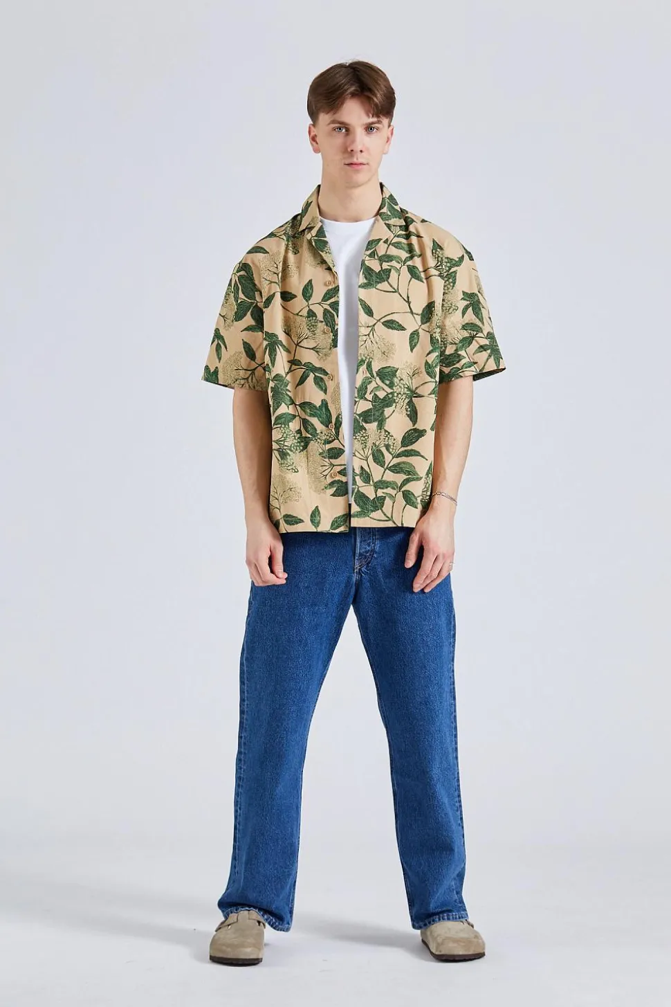Pier Ripstop Flower Print Shirt Beige Mix