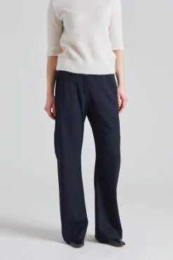 Pinstripe Trousers FN-WN-TROU001311 Navy Blue
