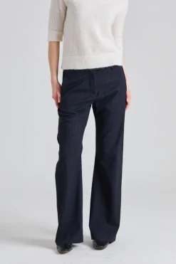 Pinstripe Trousers FN-WN-TROU001311 Navy Blue