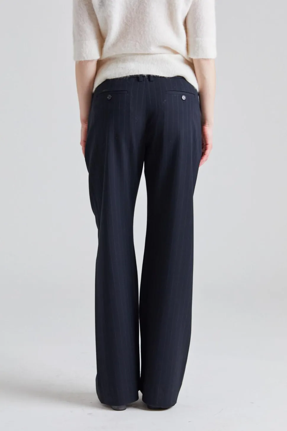Pinstripe Trousers FN-WN-TROU001311 Navy Blue