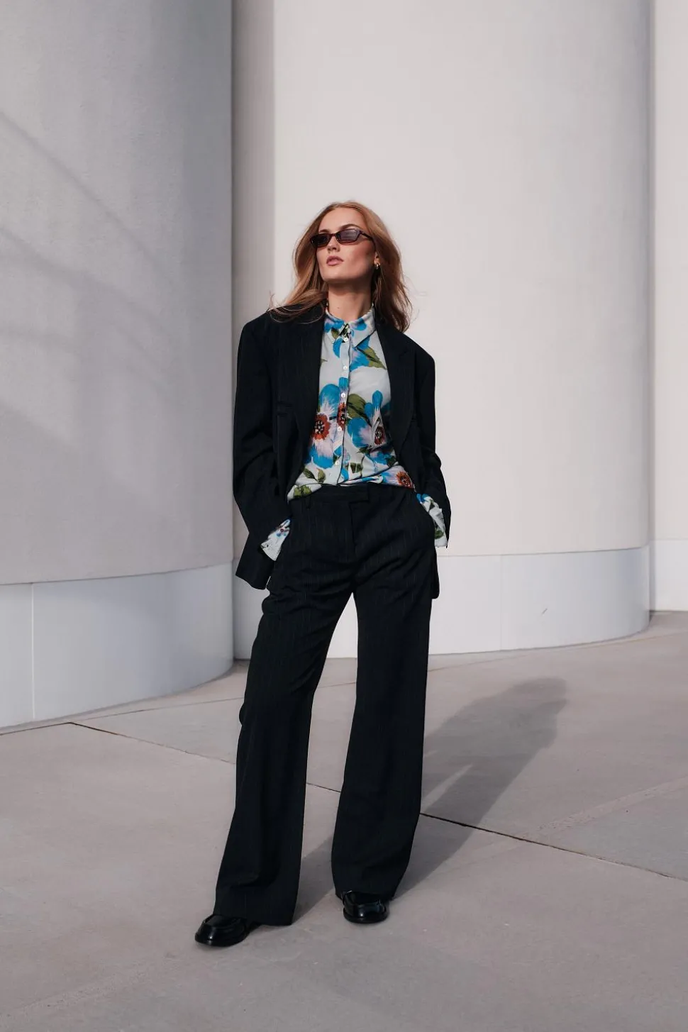 Pinstripe Trousers FN-WN-TROU001311 Navy Blue