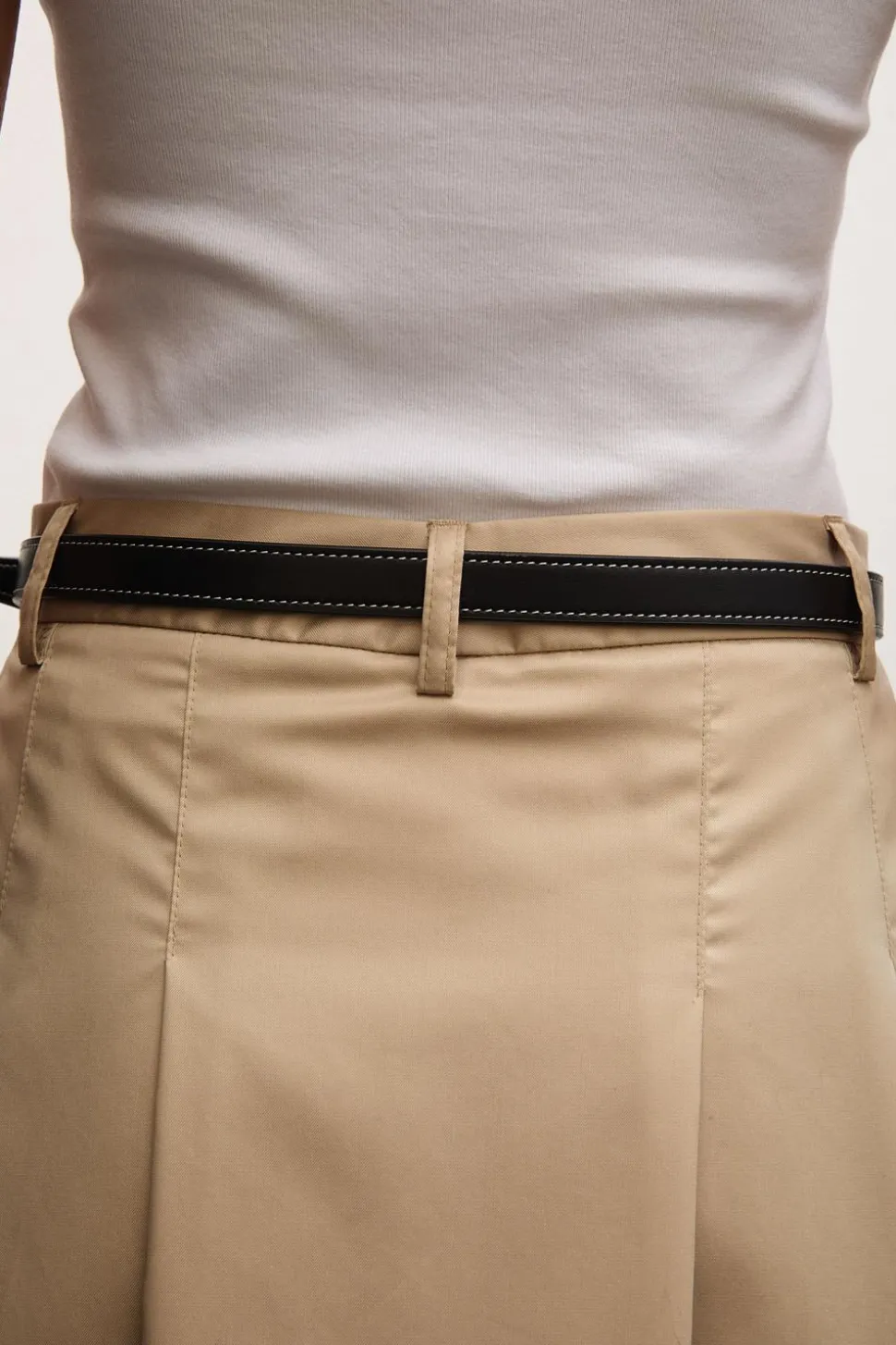 Pleated Midi Skirt Beige