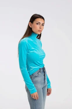 Polo Neck Top Blue