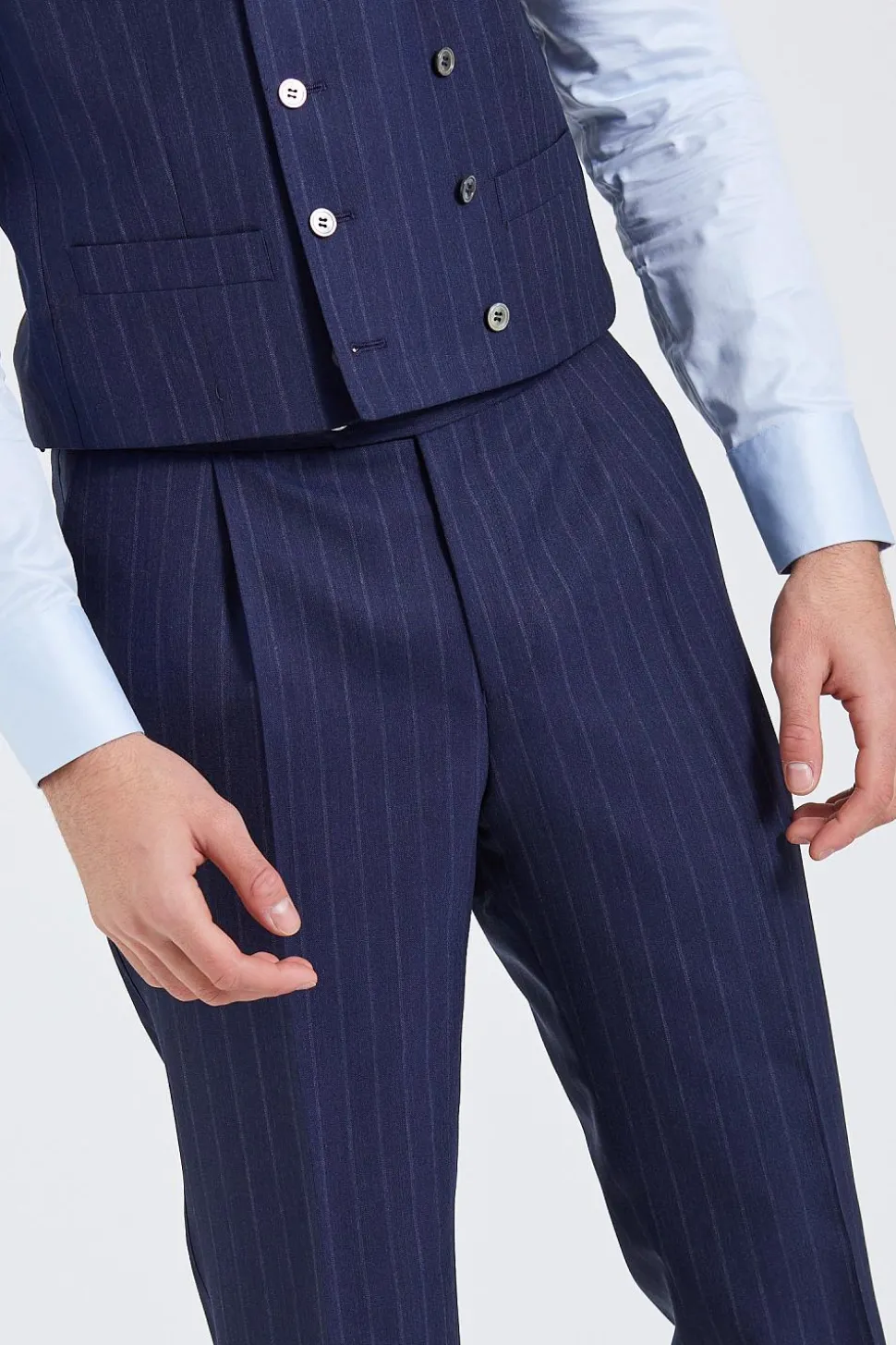 Prato Navy Pinstripe