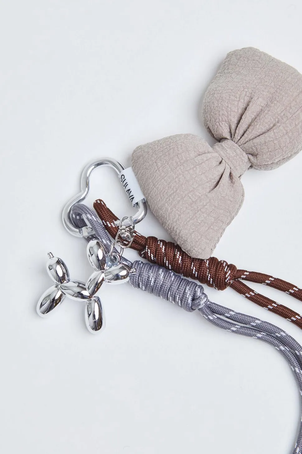 Puffy Bow Bag Charm Beige