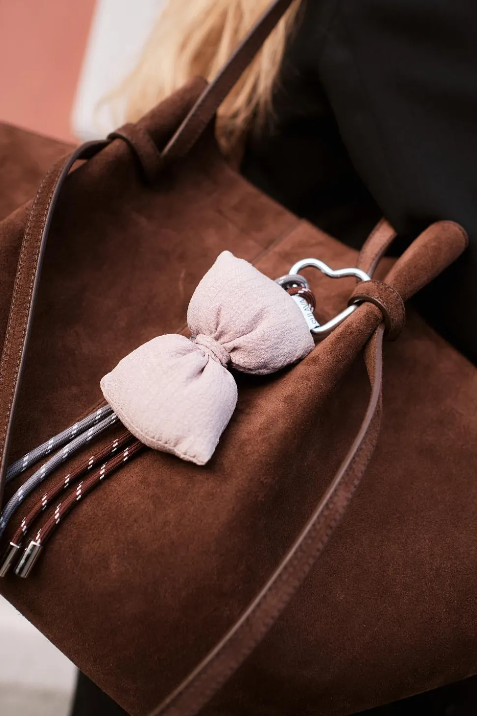 Puffy Bow Bag Charm Beige