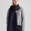 Rectangle Double Faced Wool Scarf Dark Navy