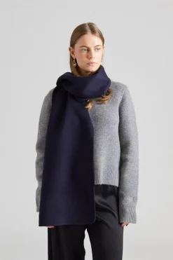 Rectangle Double Faced Wool Scarf Dark Navy