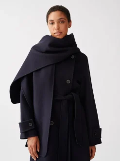 Rectangle Double Faced Wool Scarf Dark Navy