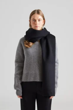 Rectangle Double Faced Wool Scarf Black