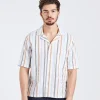 Reg Fit Cuban SS Multi Stripe Optical White