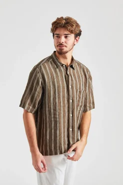 Reg Fit SS Vintage Linen Deep Olive Green