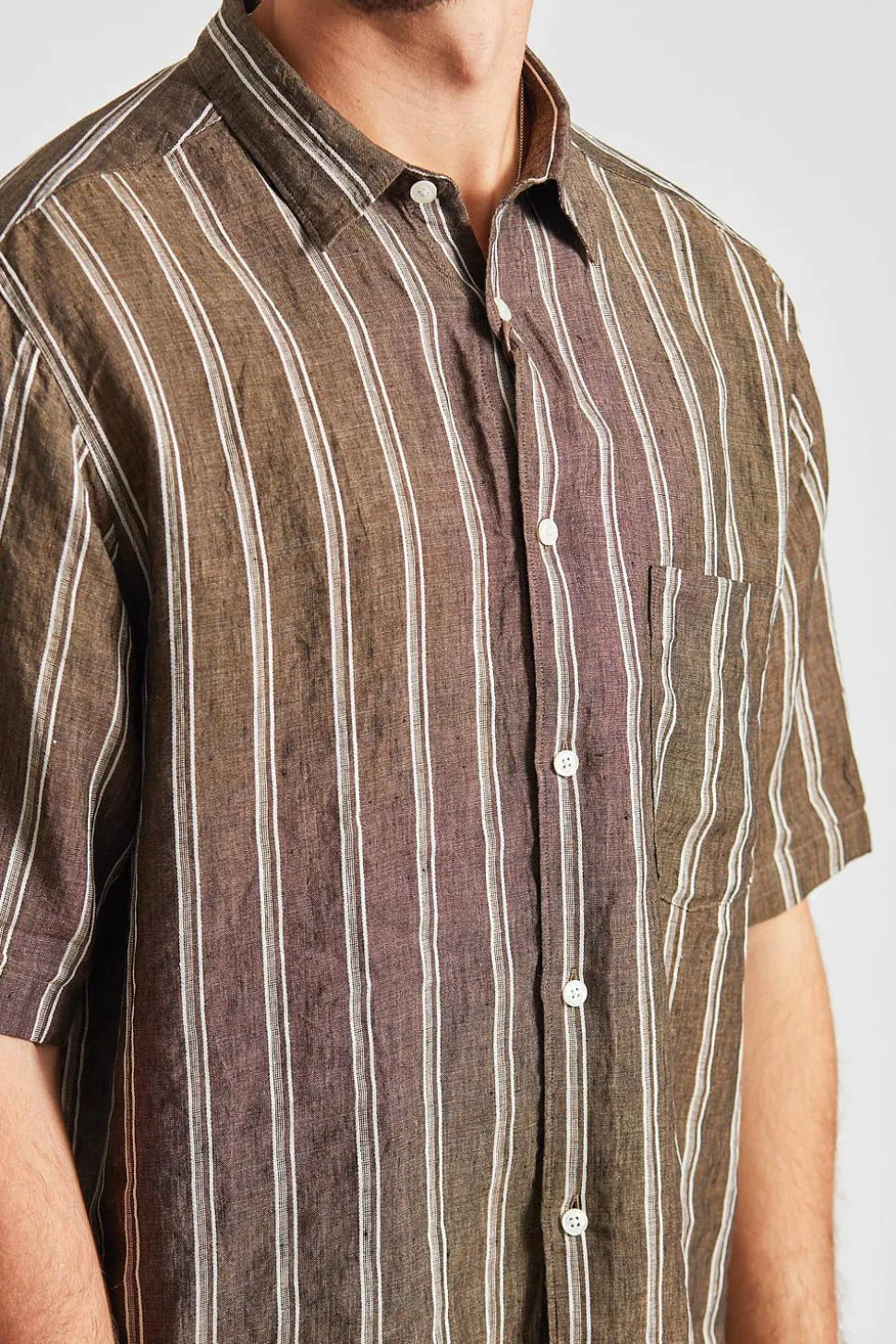 Reg Fit SS Vintage Linen Deep Olive Green
