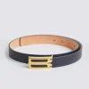Regular Frame Belt Black Smooth Leather