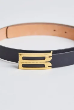 Regular Frame Belt Black Smooth Leather