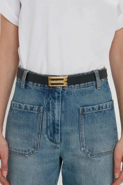 Regular Frame Belt Black Smooth Leather