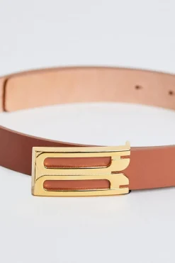 Regular Frame Belt Tan Smooth Leather