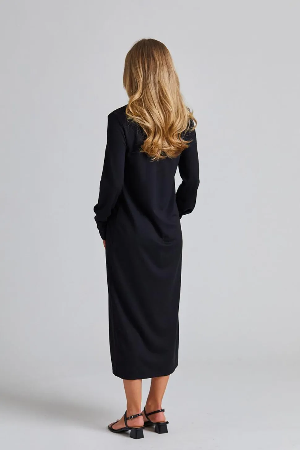 Relaxed Jersey Shirt Dress Black