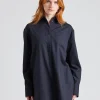 Relaxed Pinstriped Shirt Navy