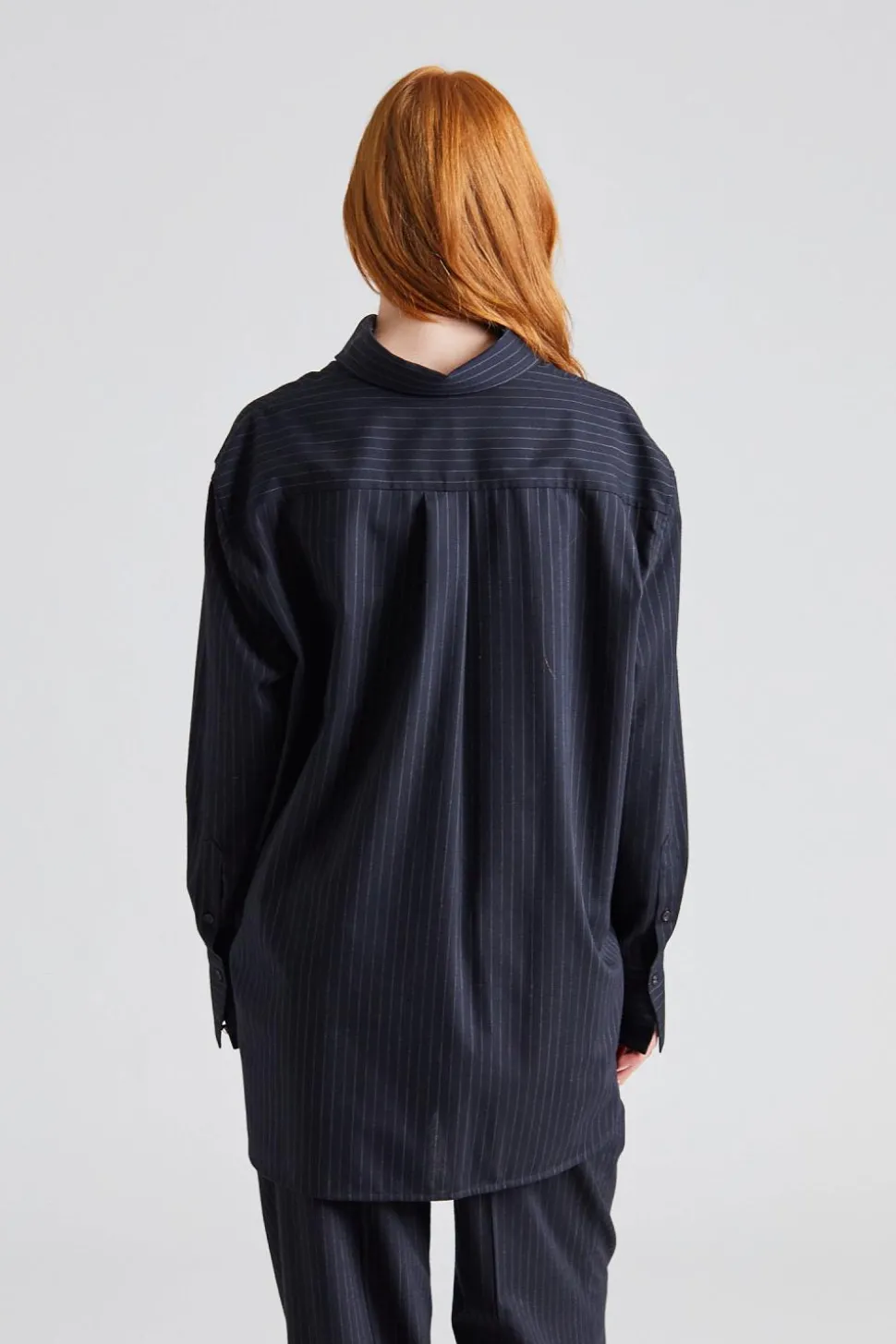 Relaxed Pinstriped Shirt Navy