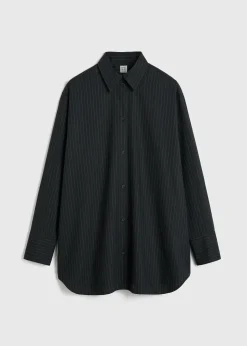 Relaxed Pinstriped Shirt Navy