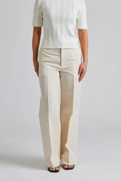Relaxed Straight Cotton Linen Cream White
