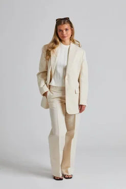 Relaxed Straight Cotton Linen Cream White