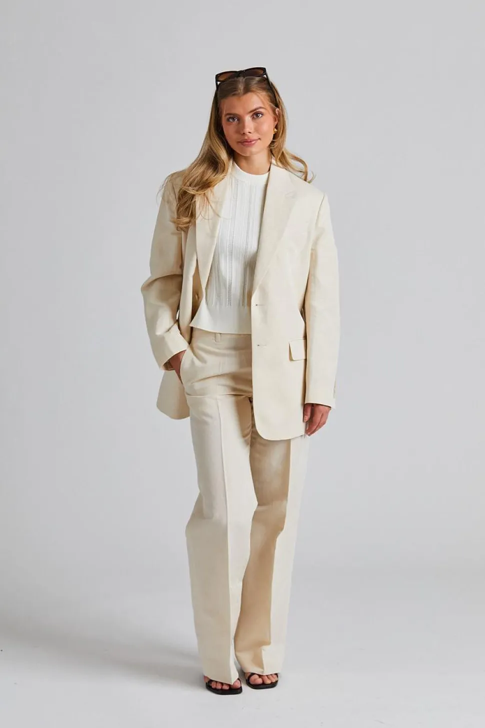 Relaxed Straight Cotton Linen Cream White