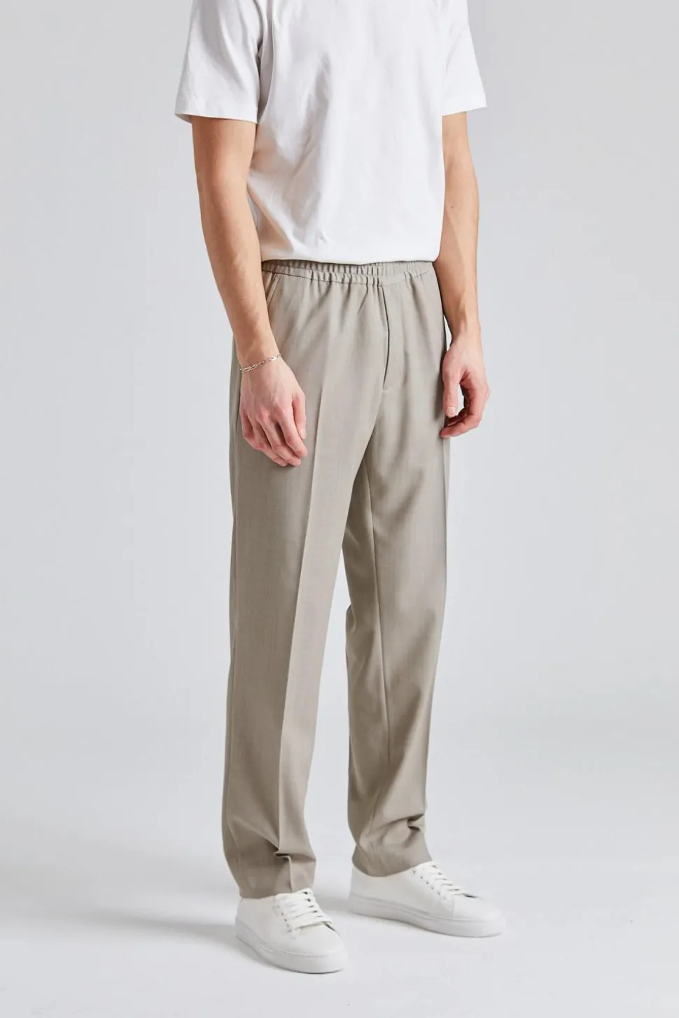 Relaxed Wool Trousers Sage Melange