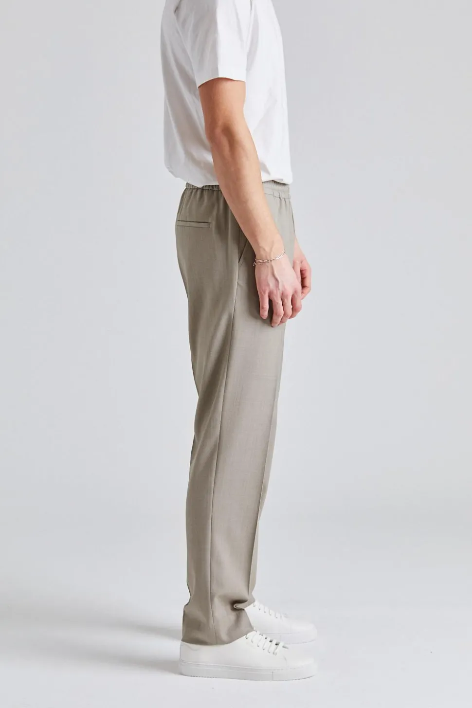 Relaxed Wool Trousers Sage Melange