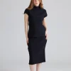Rib Cap Sleeve Top Black