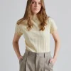 Rib Cap Sleeve Top Weathered White