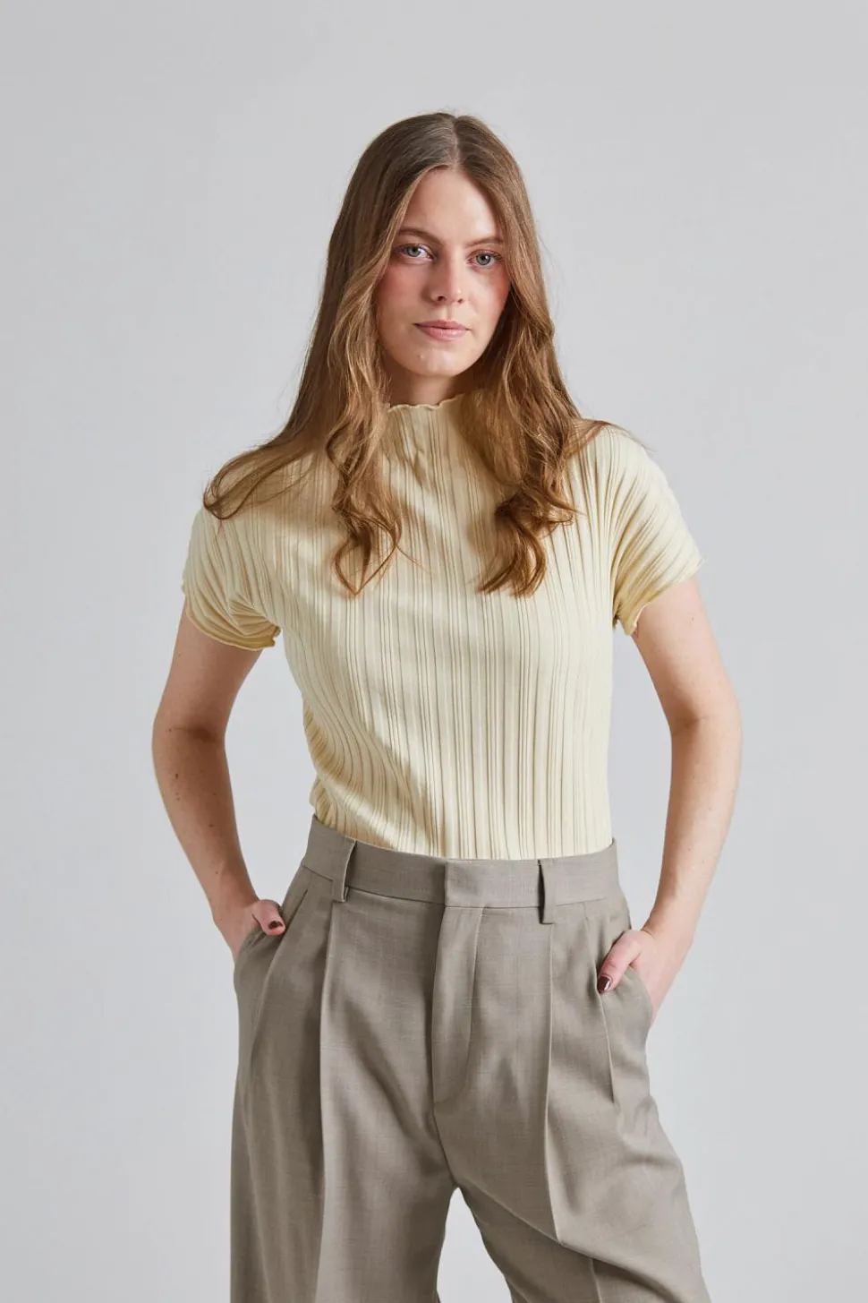 Rib Cap Sleeve Top Weathered White