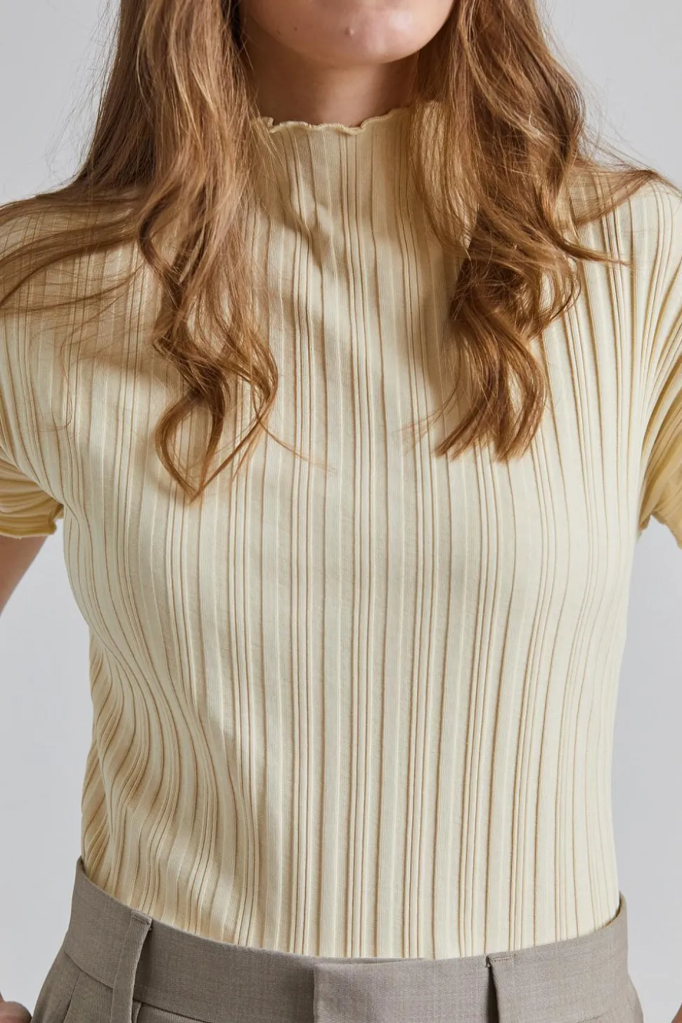 Rib Cap Sleeve Top Weathered White