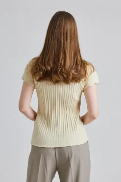 Rib Cap Sleeve Top Weathered White