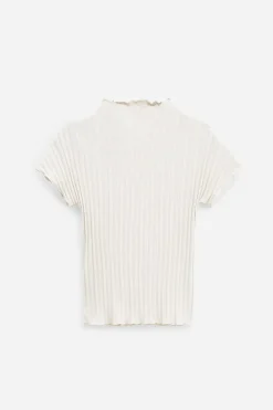 Rib Cap Sleeve Top Weathered White