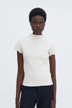Rib Cap Sleeve Top Weathered White