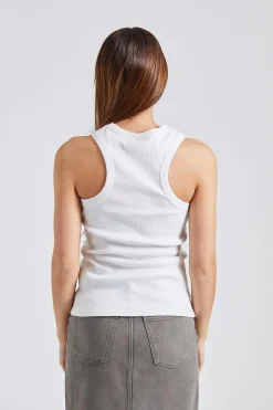 Rib Jersesy Embellish Tank Top Bright White