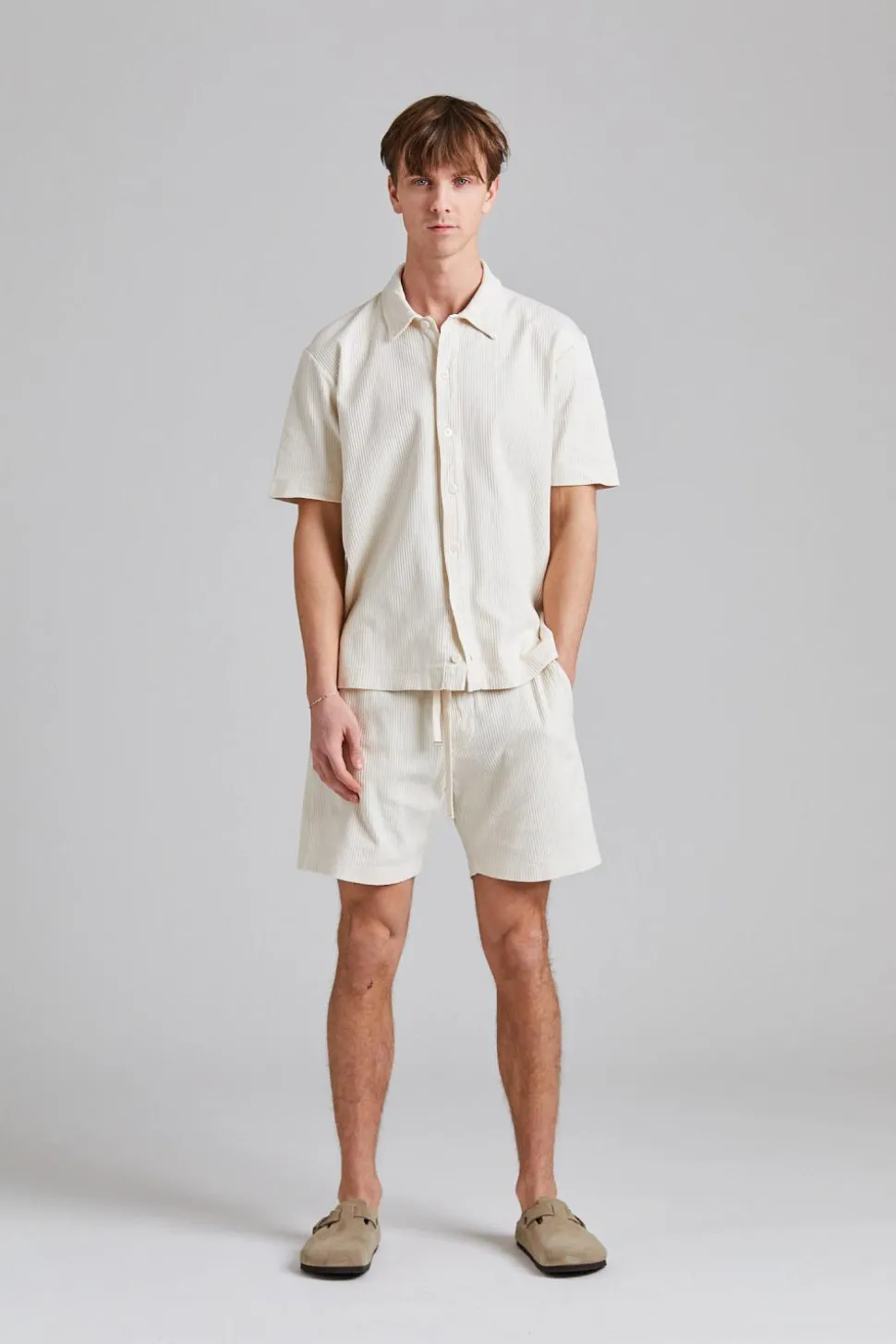Rib Jersey Bowling Shirt Off White