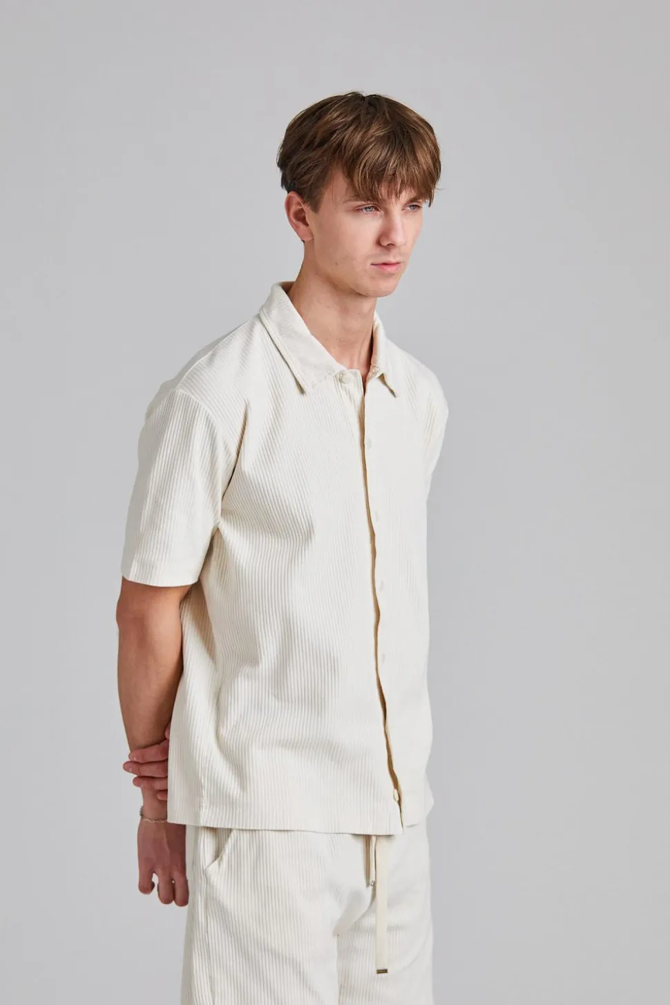 Rib Jersey Bowling Shirt Off White
