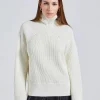 Ribbed Chimney-Neck Knit White