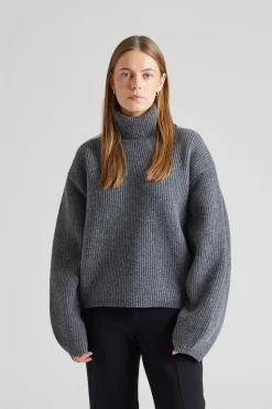 Ribbed Turtleneck Grey Melange