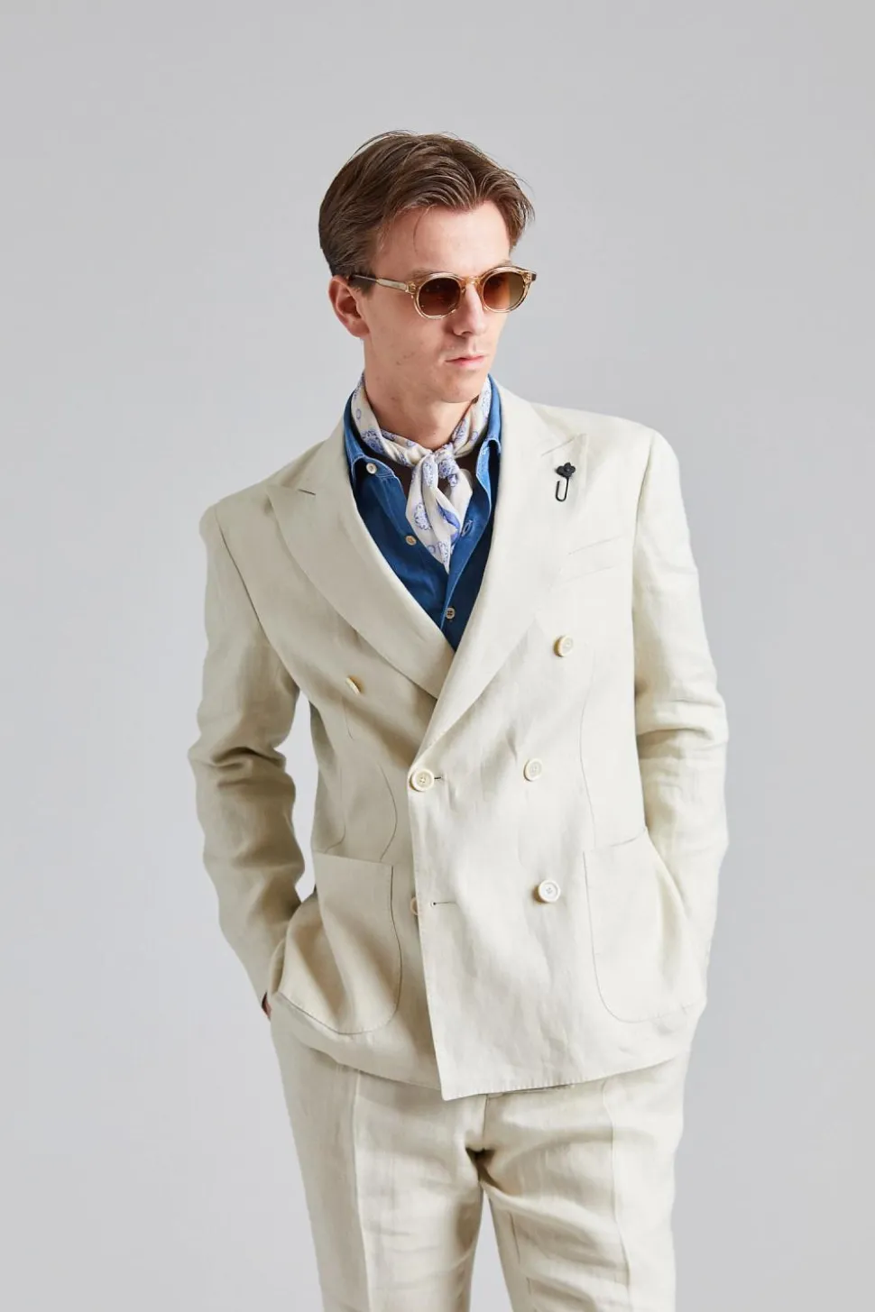 Roma Soho Linen Suit Beige