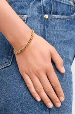 Rounded Curb Bracelet Thick Gold 7,0 Inches