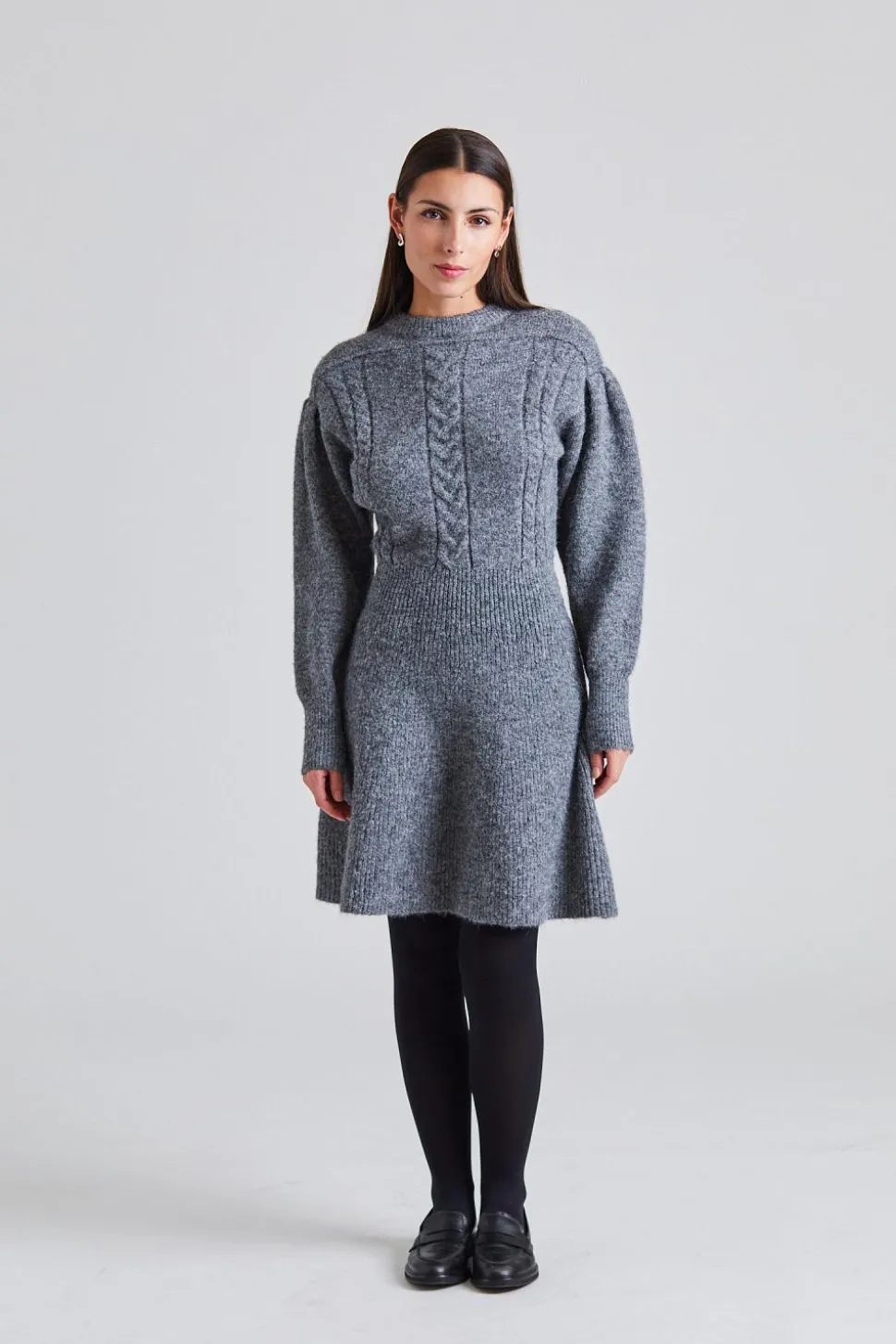 Santhia Knitted Mini Dress Grey Mel