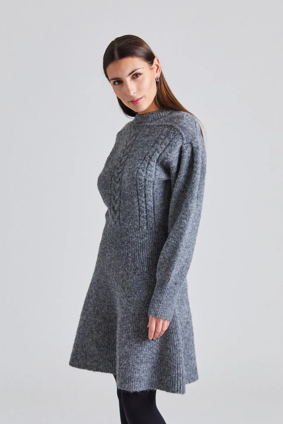 Santhia Knitted Mini Dress Grey Mel