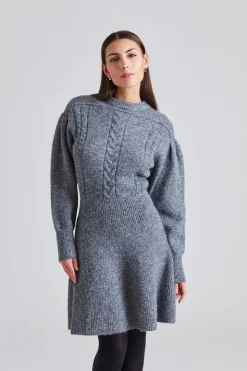 Santhia Knitted Mini Dress Grey Mel