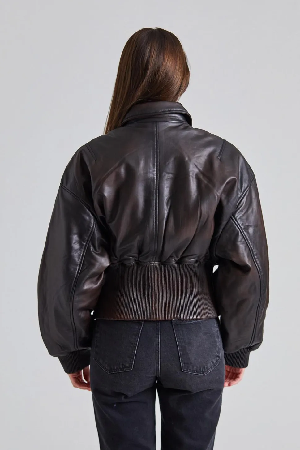 Saphra Leather Jacket Dk Brown