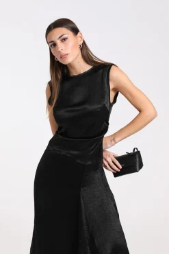 Satin Dress Black FN-WN-DRESS000867