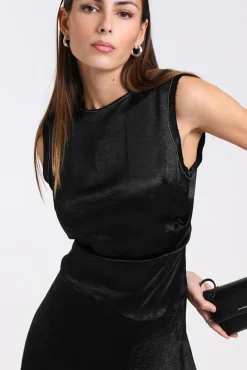 Satin Dress Black FN-WN-DRESS000867